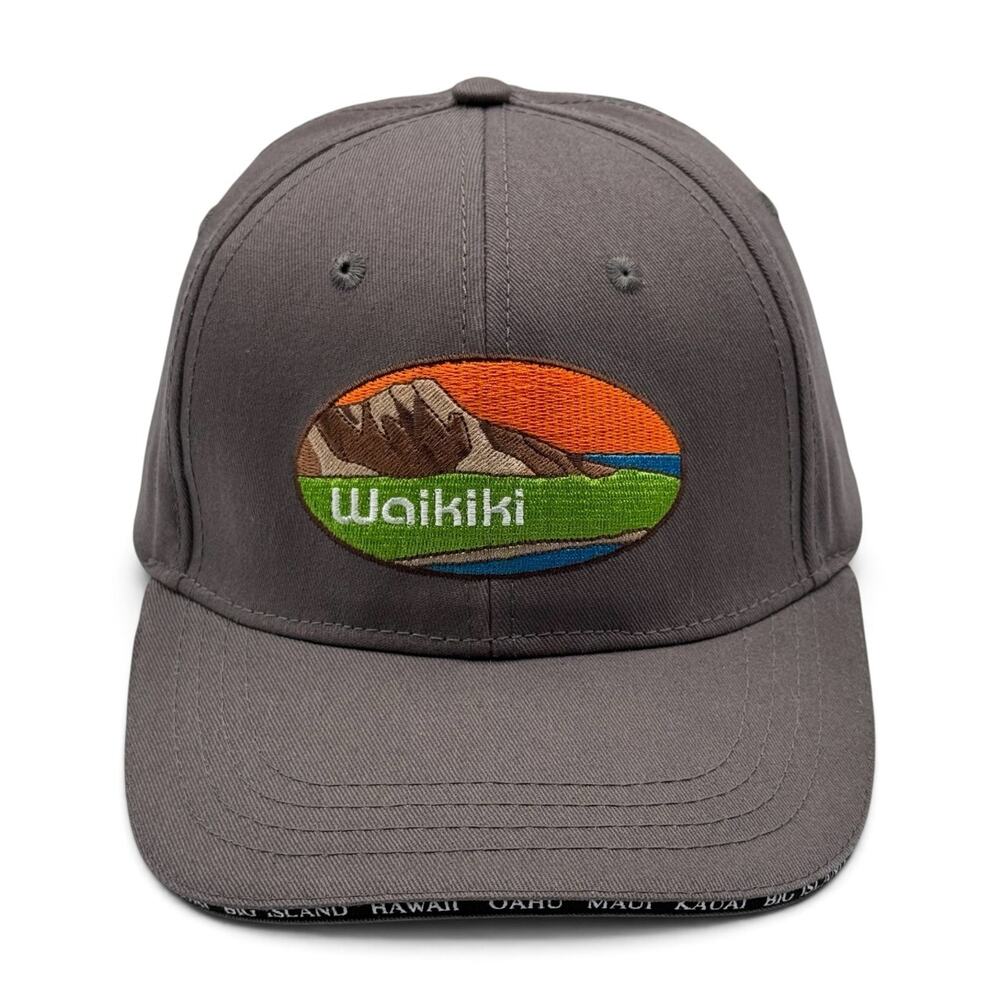 Hawaiian Headwear Waikiki Hawaii Adjustable Strapback Beach Hat Cap Gray